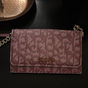 Calvin Klein Burgundy Monogram Clutch